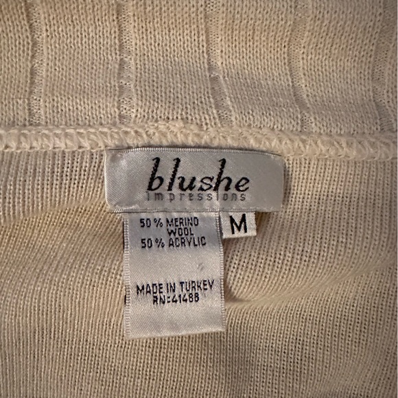 Vintage Blushe Impressions Cream Merino Wool Skirt and Top Set Size M - Picture 8 of 11